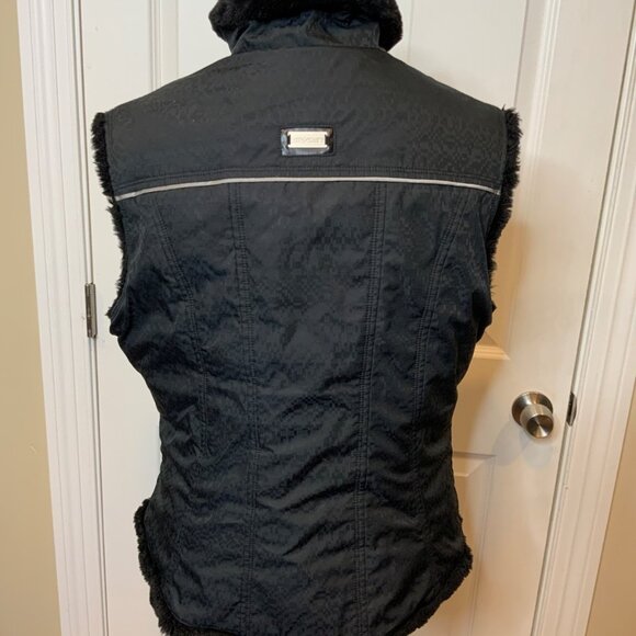 Spyder Black Reversible Faux Fur/Polyester Zip-Up Ski Vest Pockets, Size 8 - Picture 6 of 7